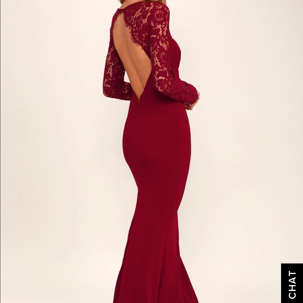 Lulu’s whenever you call wine red lace maxi dress